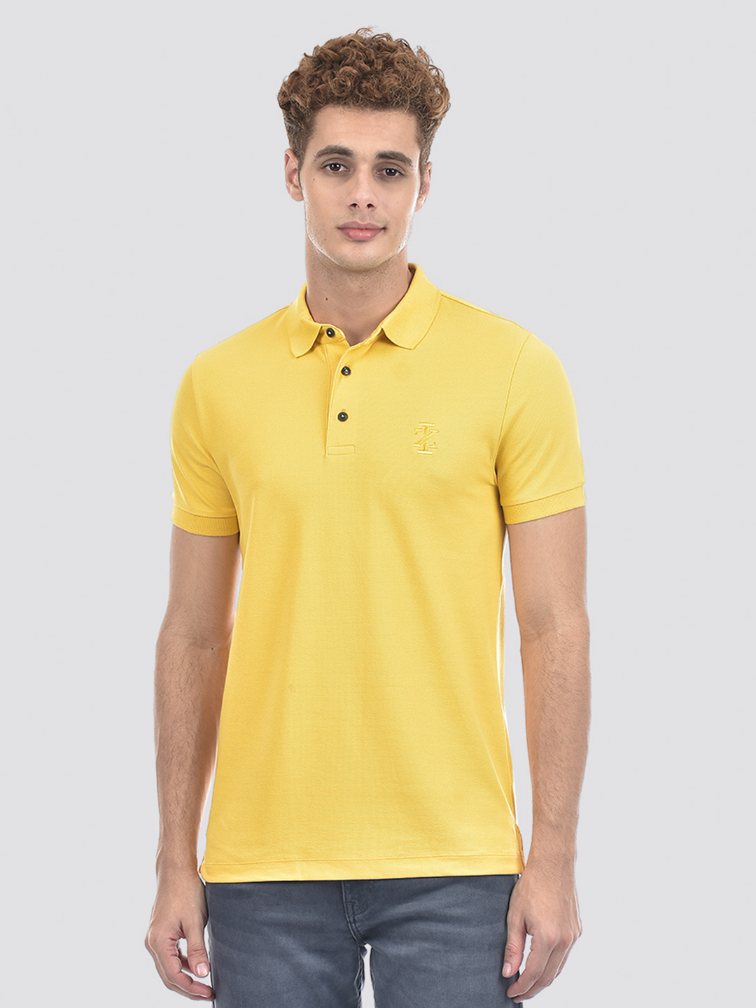 Izod Men's Solid Yellow Polo T-Shirt
