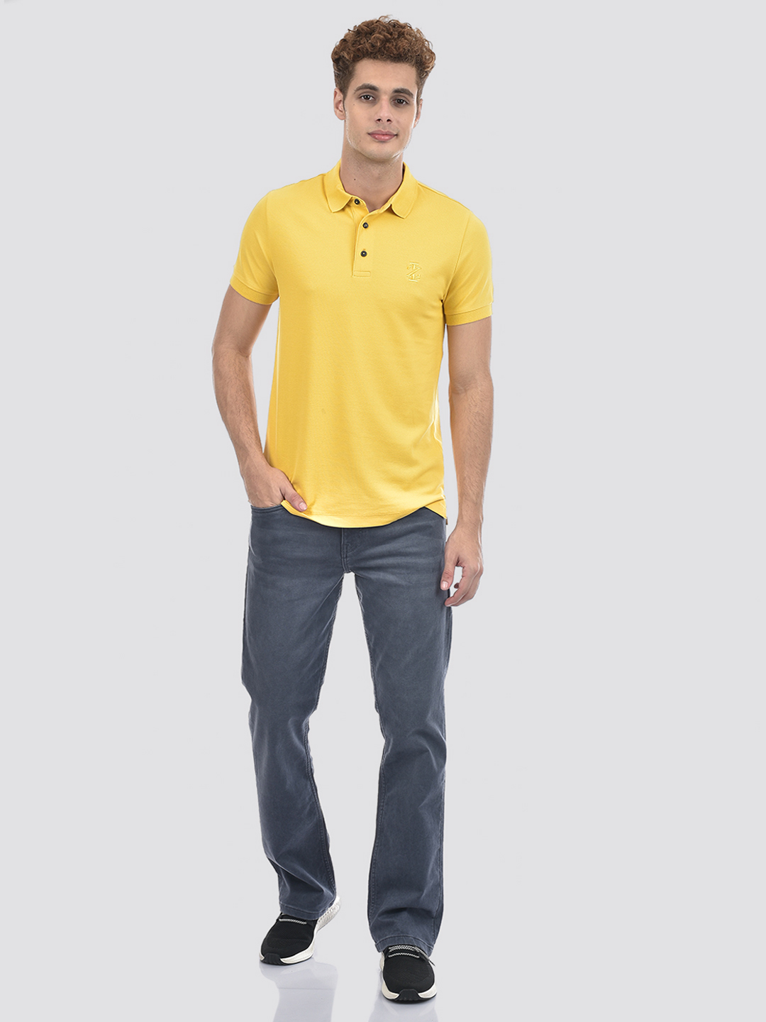 Izod Men's Solid Yellow Polo T-Shirt