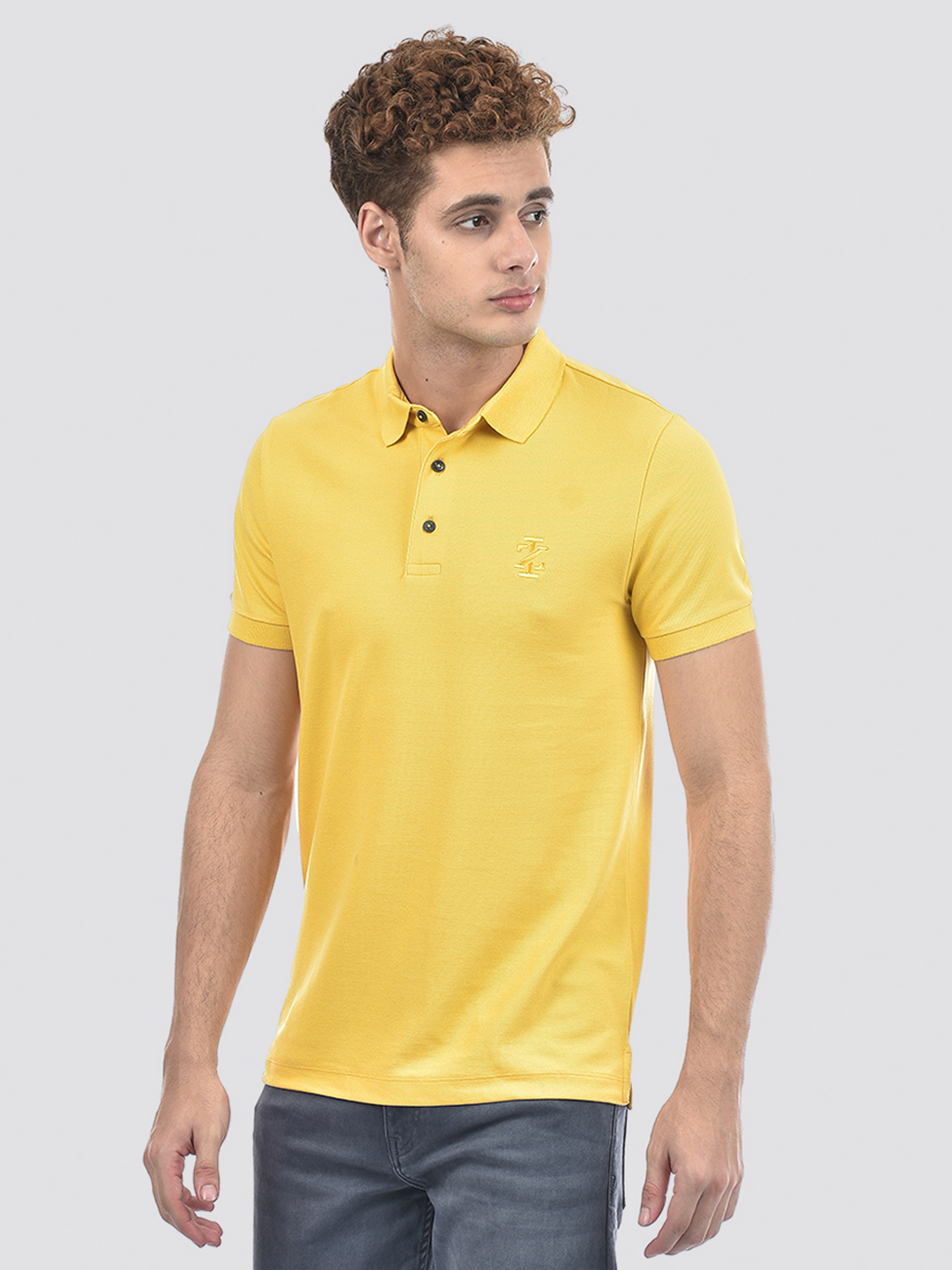 Izod Men's Solid Yellow Polo T-Shirt