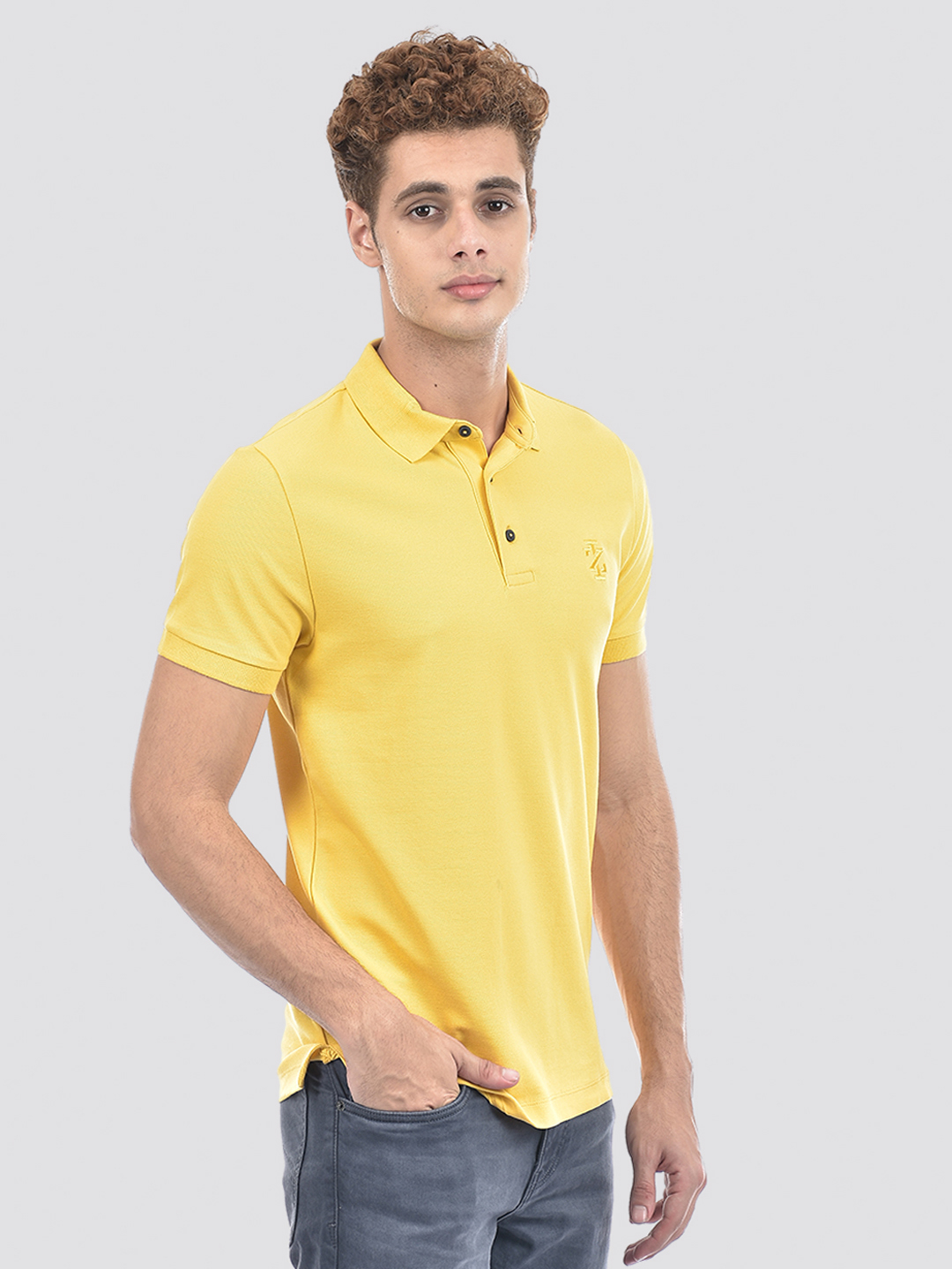 Izod Men's Solid Yellow Polo T-Shirt