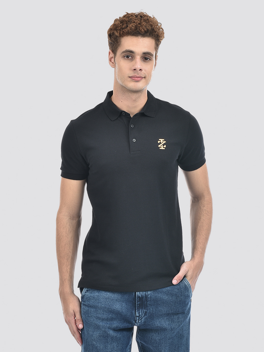 Izod Men's Embroidered Black Polo T-Shirt