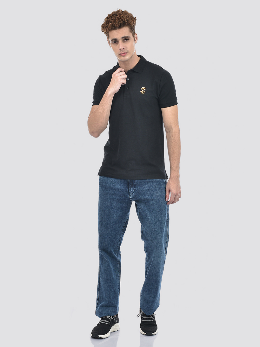 Izod Men's Embroidered Black Polo T-Shirt