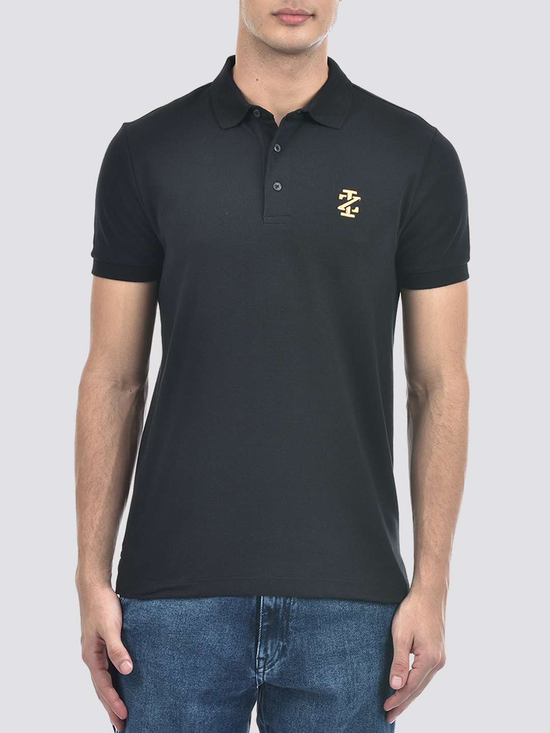 Izod Men's Embroidered Black Polo T-Shirt