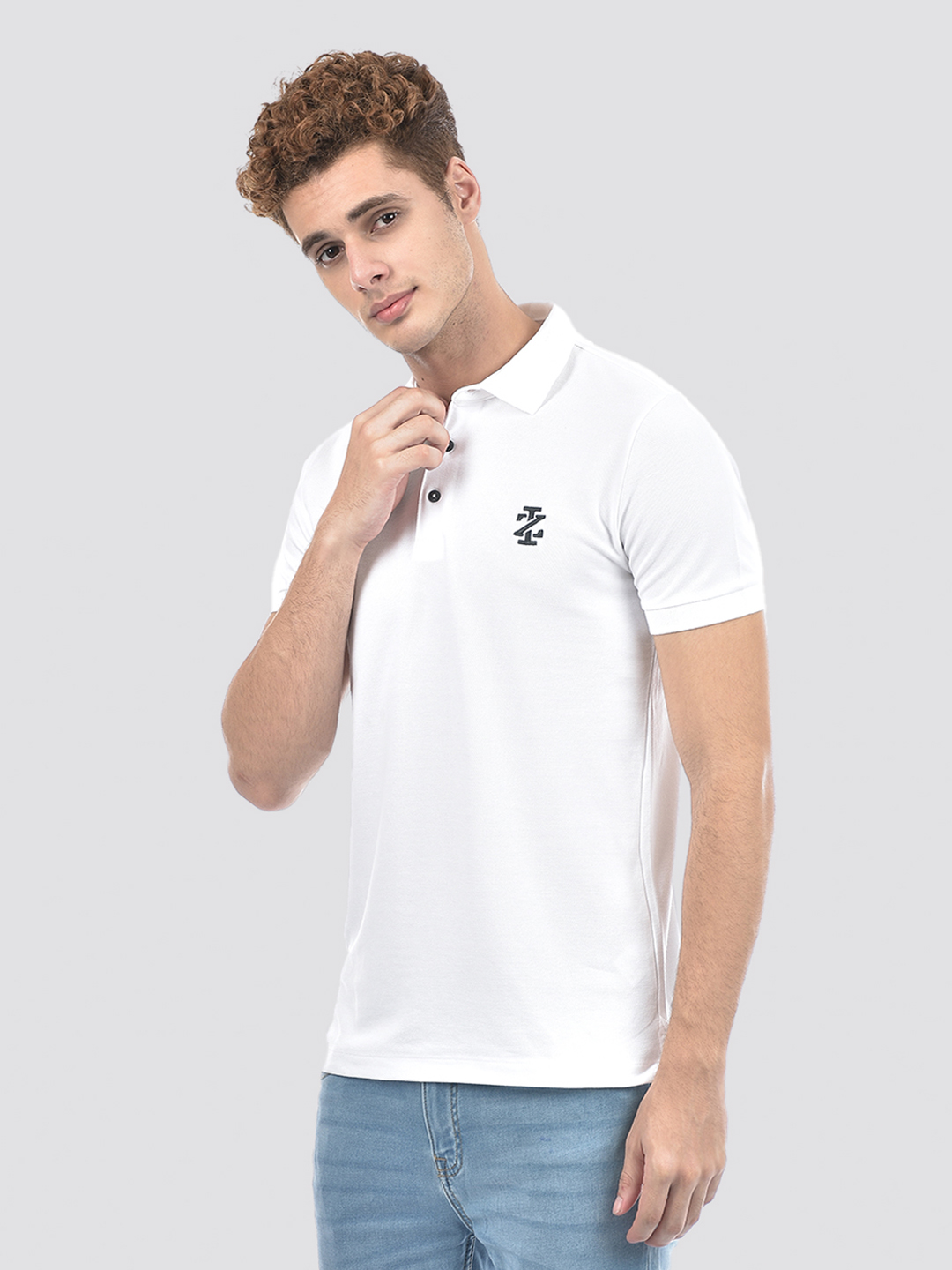 Izod Men's Embroidered White Polo T-Shirt