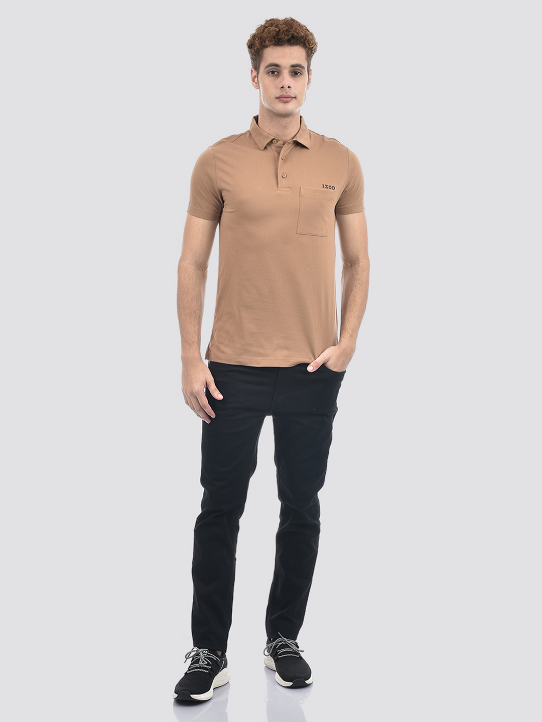 Izod Men's Solid Brown Polo T-Shirt