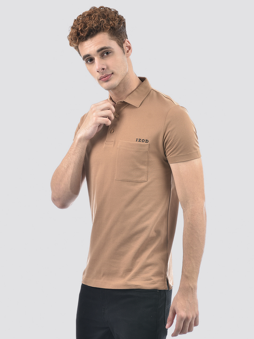 Izod Men's Solid Brown Polo T-Shirt