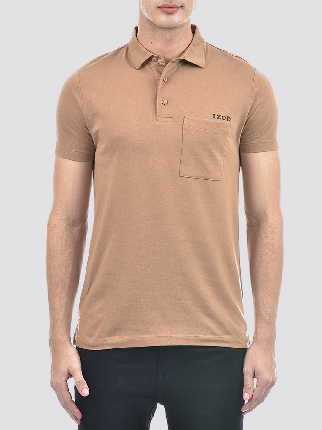 Izod Men's Solid Brown Polo T-Shirt