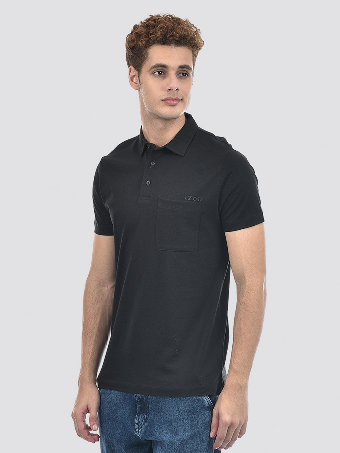 Izod Men's Solid Black Polo T-Shirt