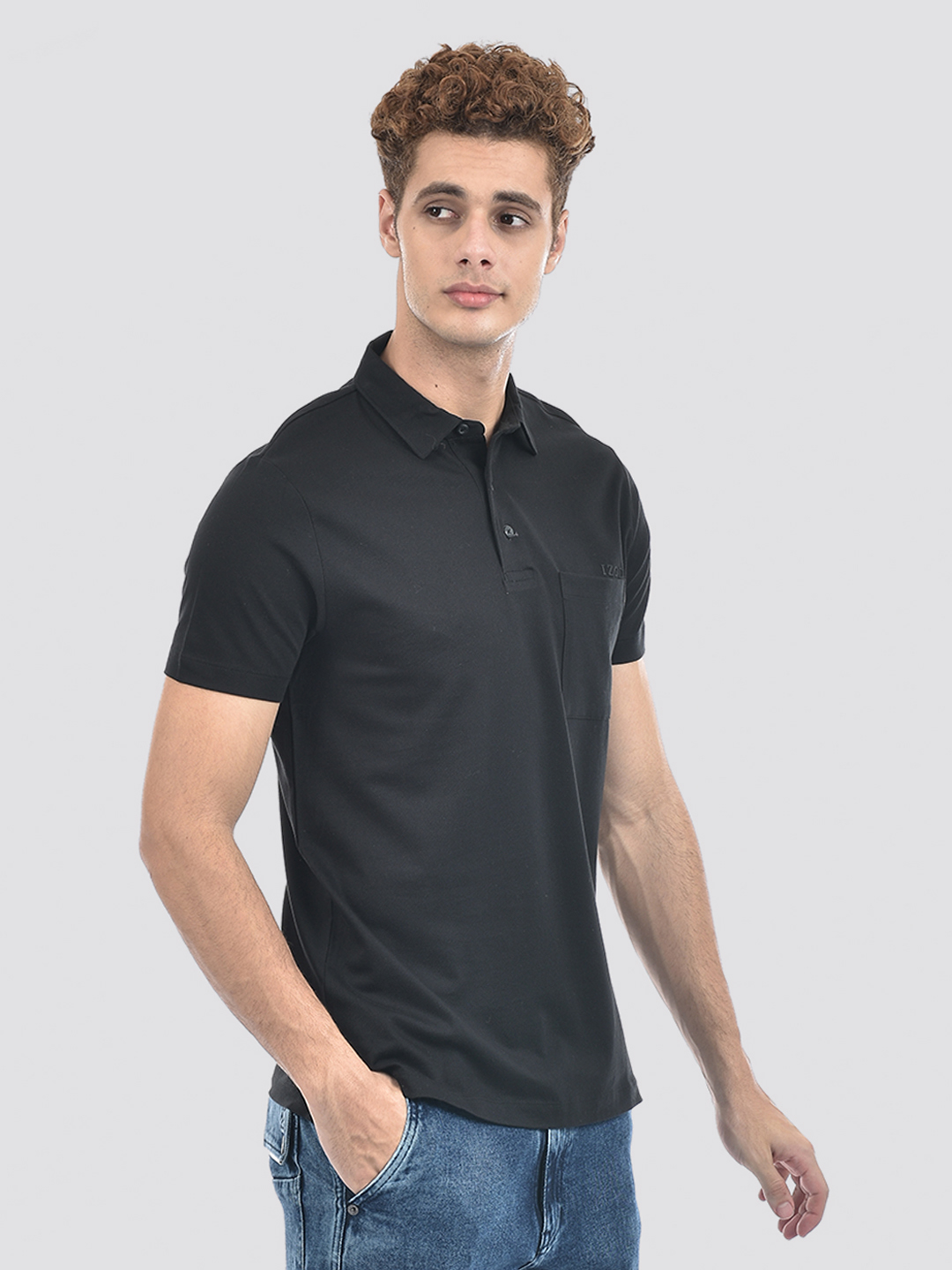 Izod Men's Solid Black Polo T-Shirt
