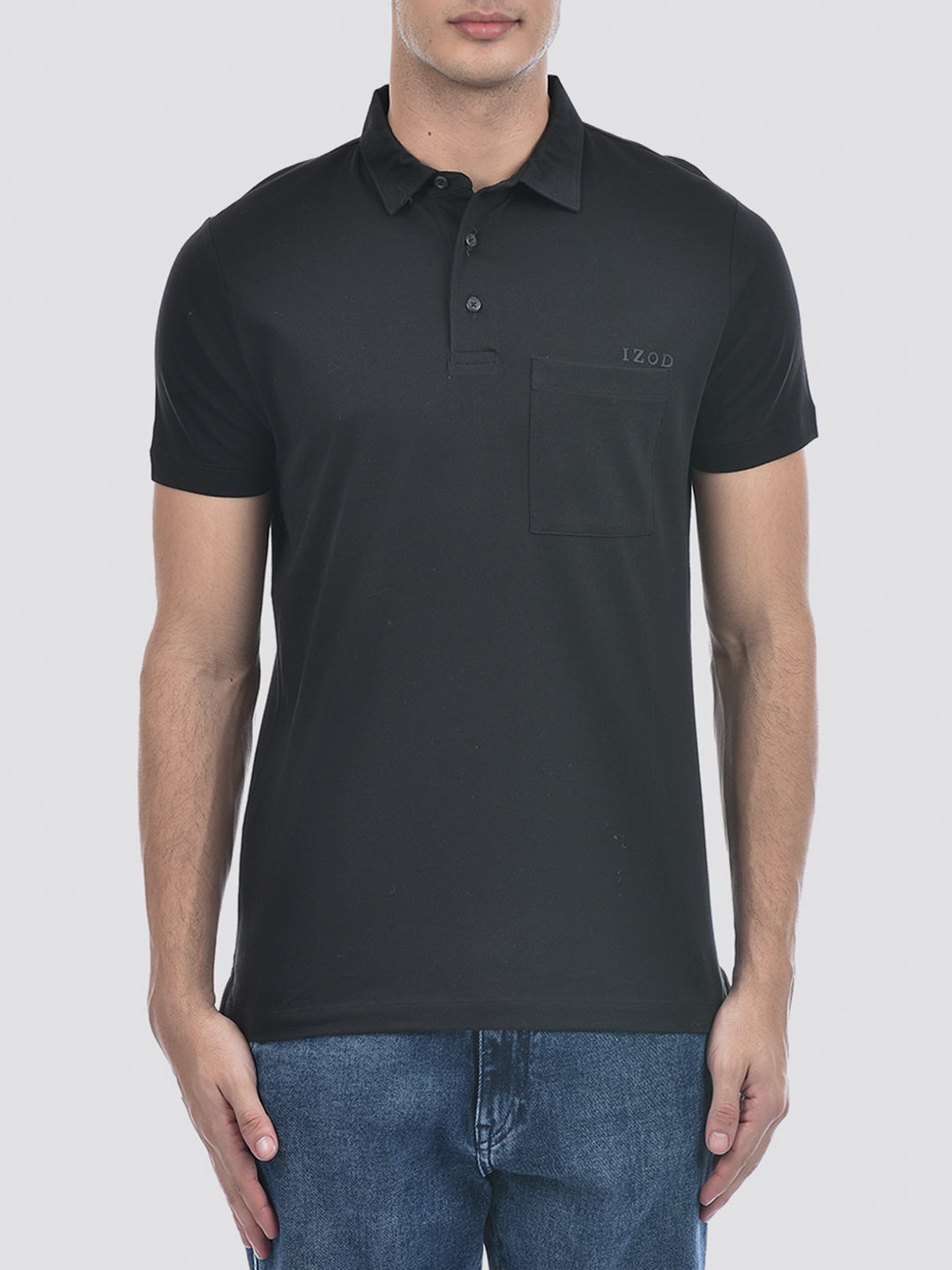 Izod Men's Solid Black Polo T-Shirt