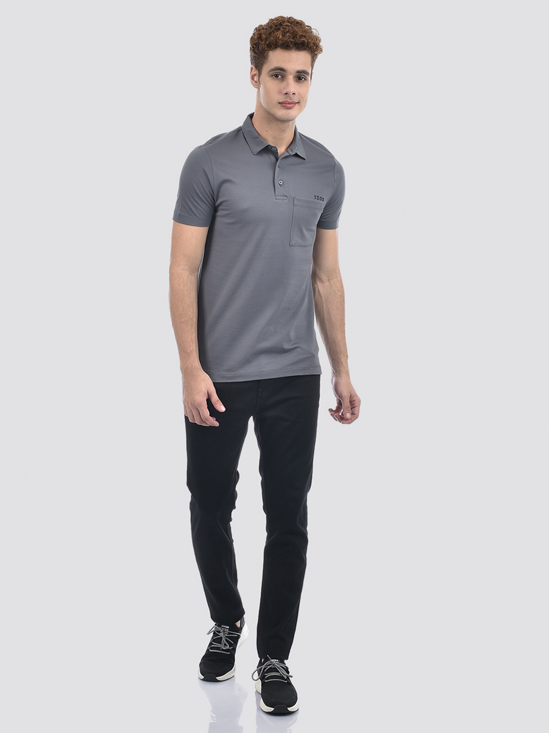 Izod Men's Solid Grey Polo T-Shirt