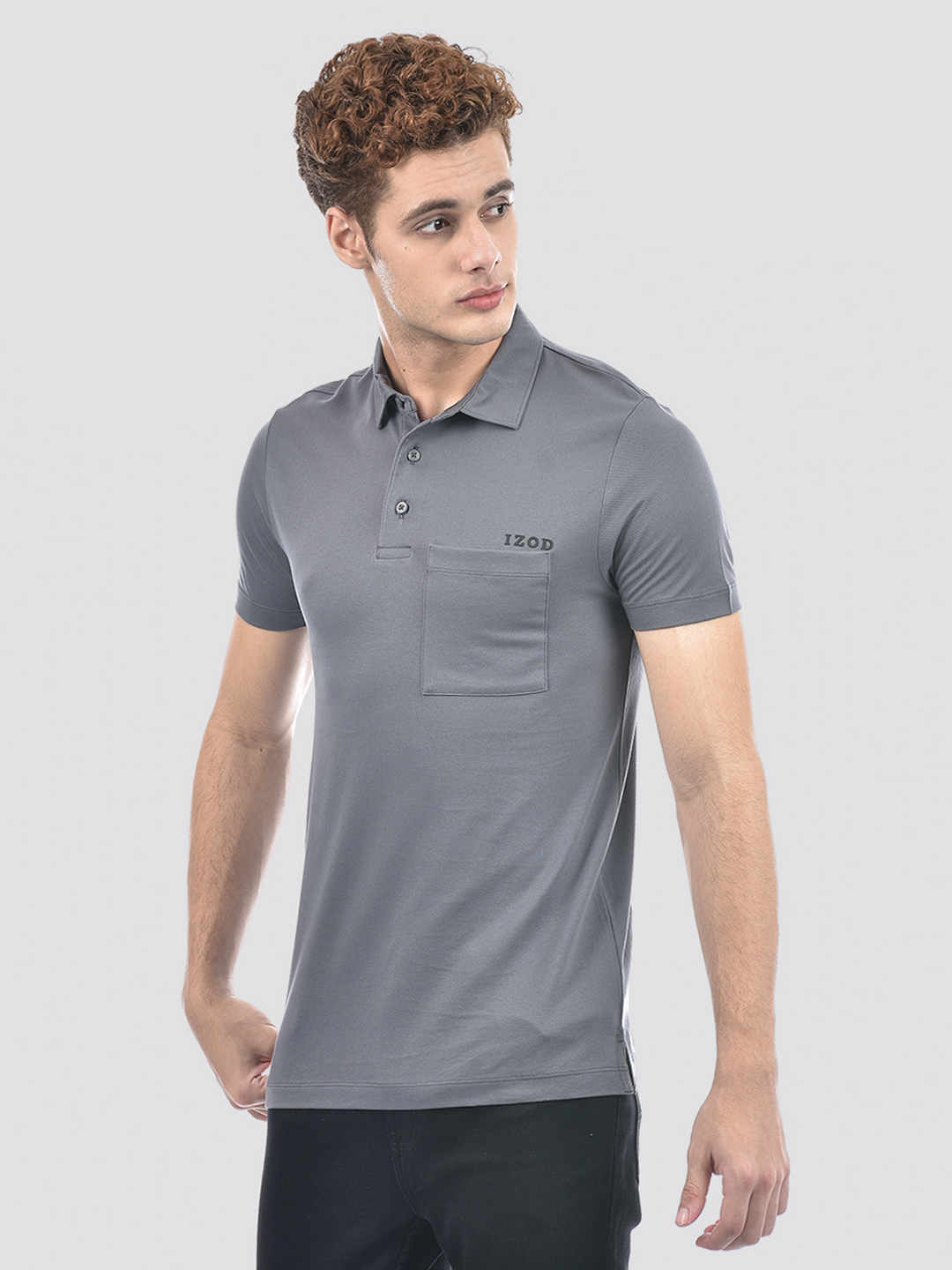 Izod Men's Solid Grey Polo T-Shirt