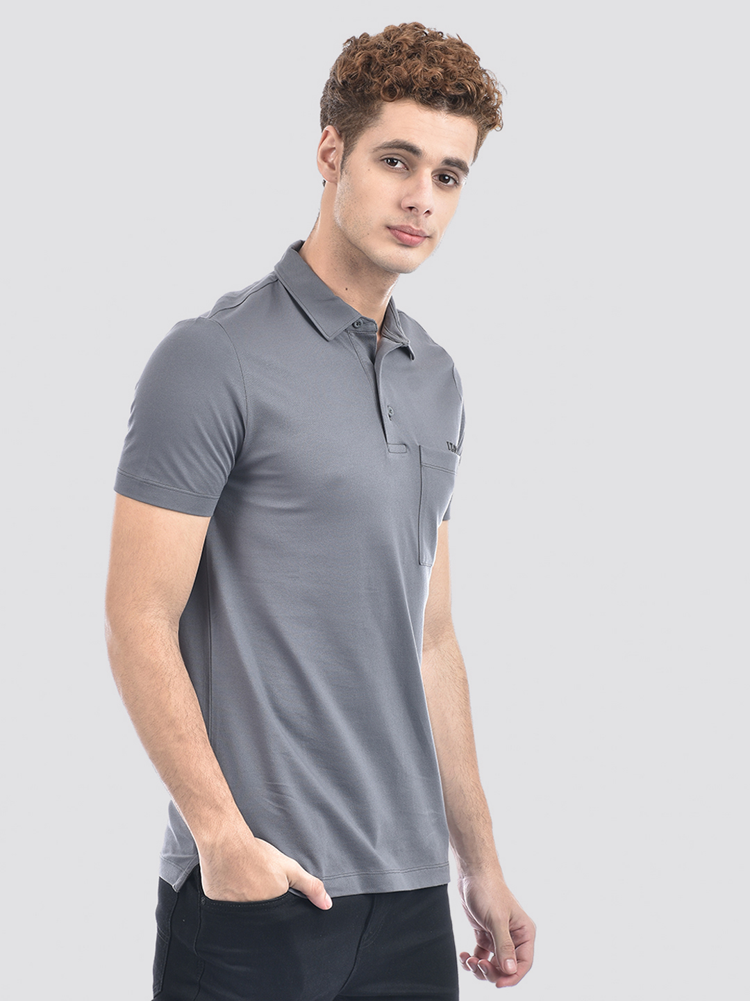 Izod Men's Solid Grey Polo T-Shirt