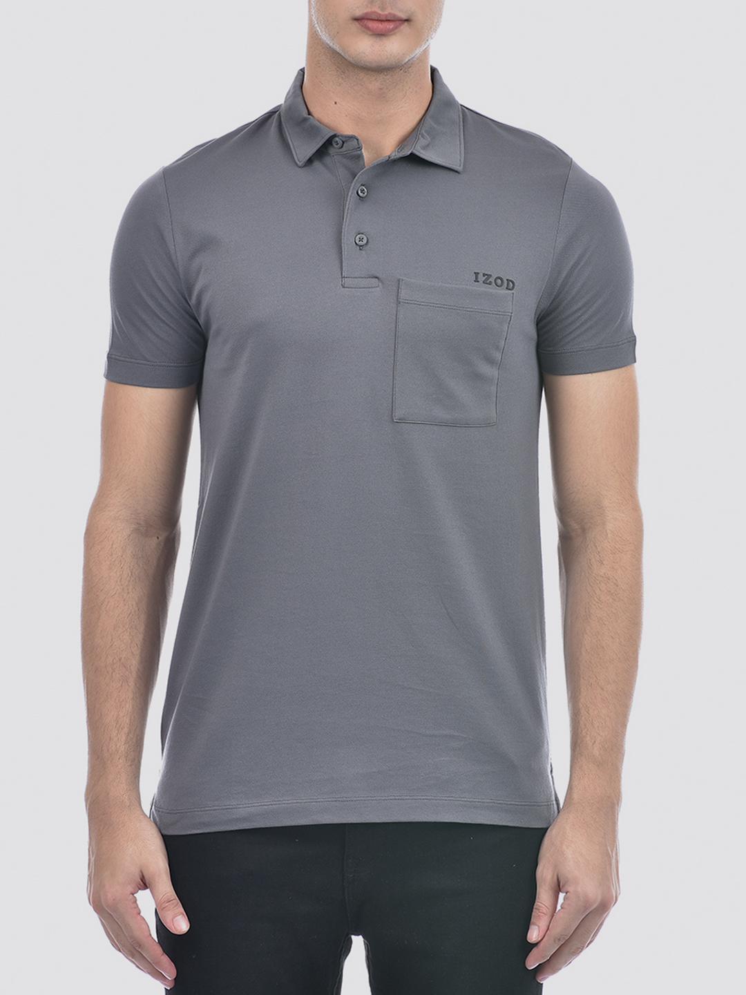 Izod Men's Solid Grey Polo T-Shirt
