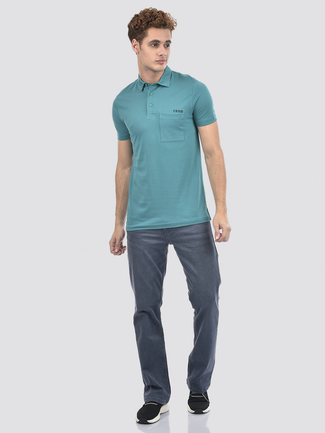 Izod Men's Solid Green Polo T-Shirt