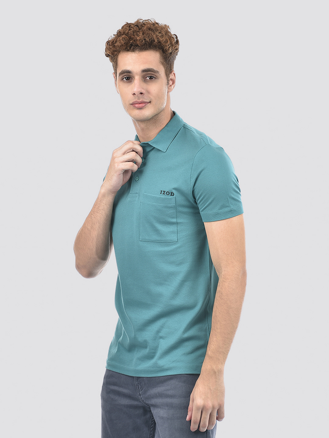 Izod Men's Solid Green Polo T-Shirt