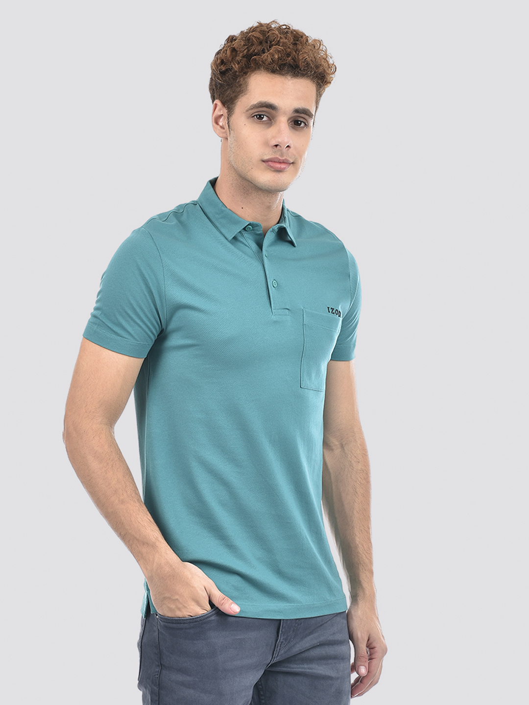 Izod Men's Solid Green Polo T-Shirt