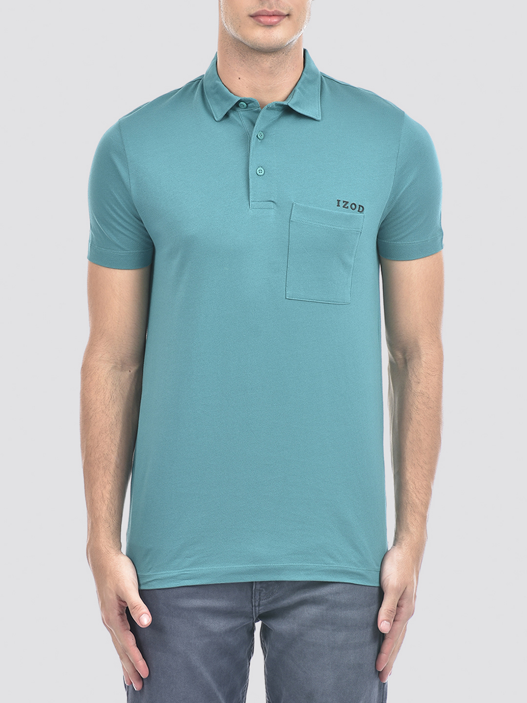 Izod Men's Solid Green Polo T-Shirt