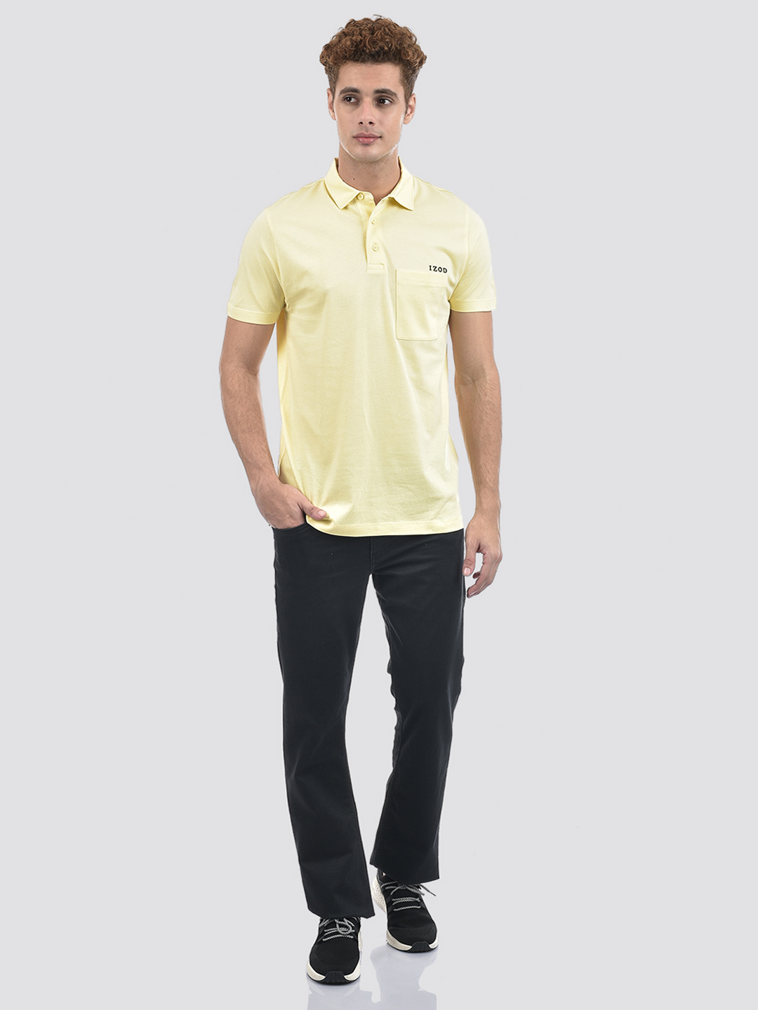 Izod Men's Solid Yellow Polo T-Shirt