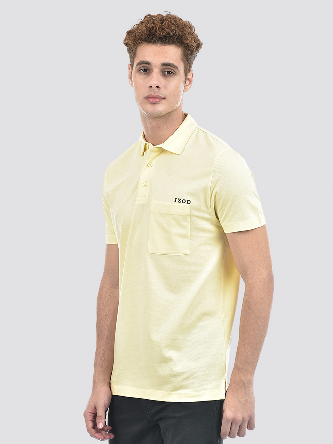 Izod Men's Solid Yellow Polo T-Shirt