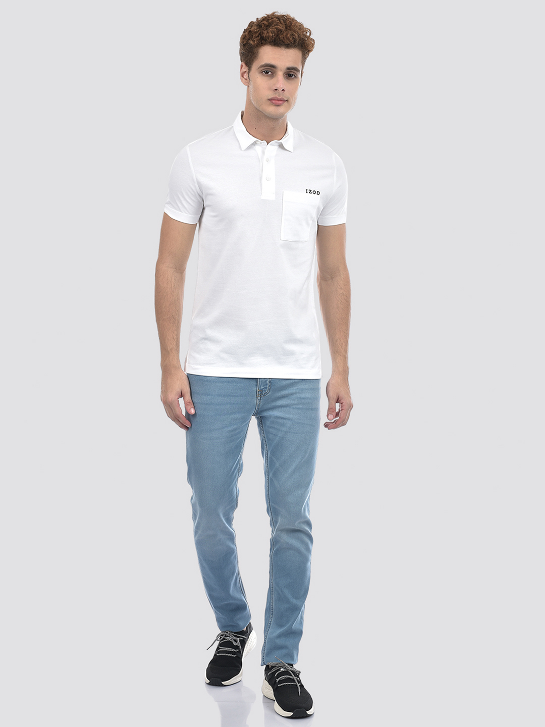 Izod Men's Solid White Polo T-Shirt
