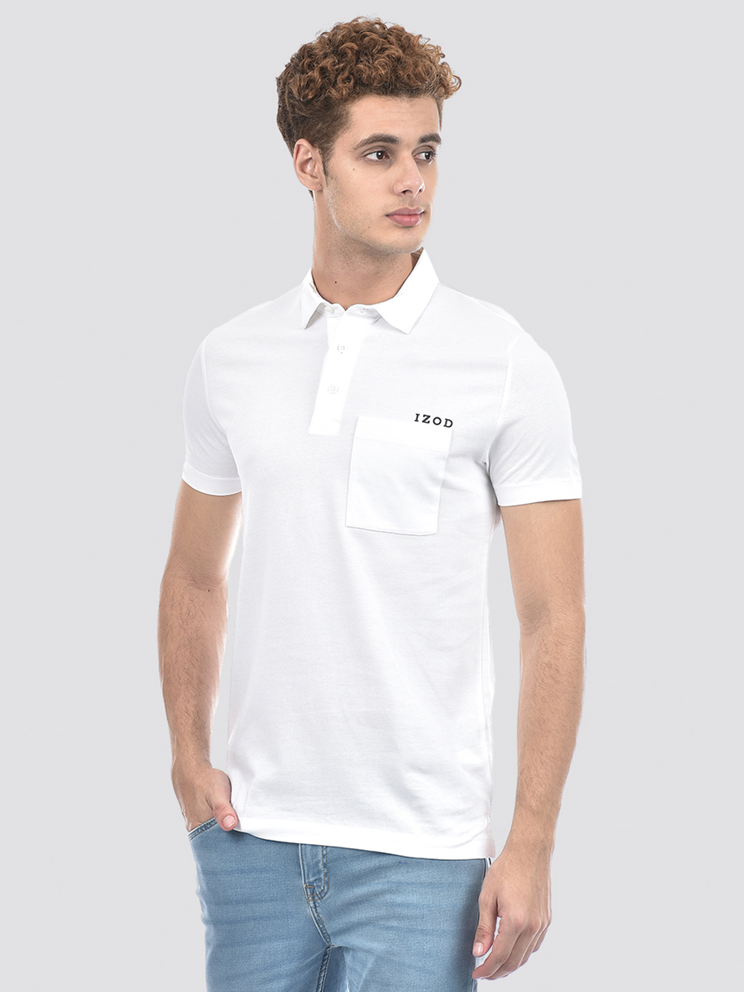 Izod Men's Solid White Polo T-Shirt