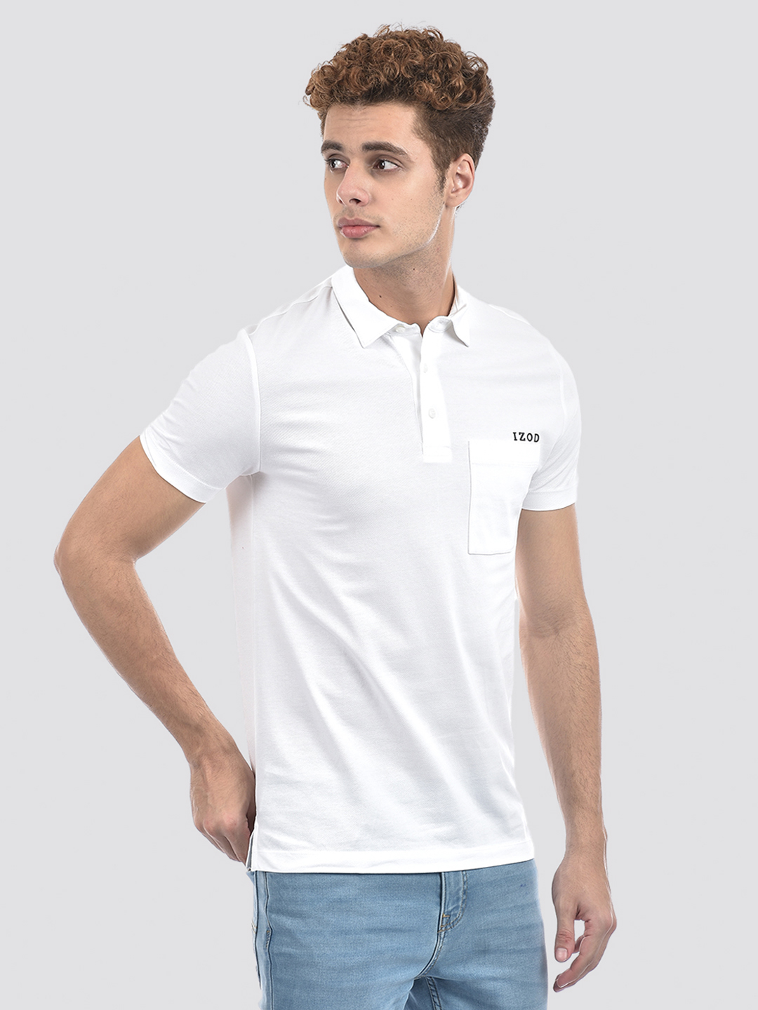 Izod Men's Solid White Polo T-Shirt