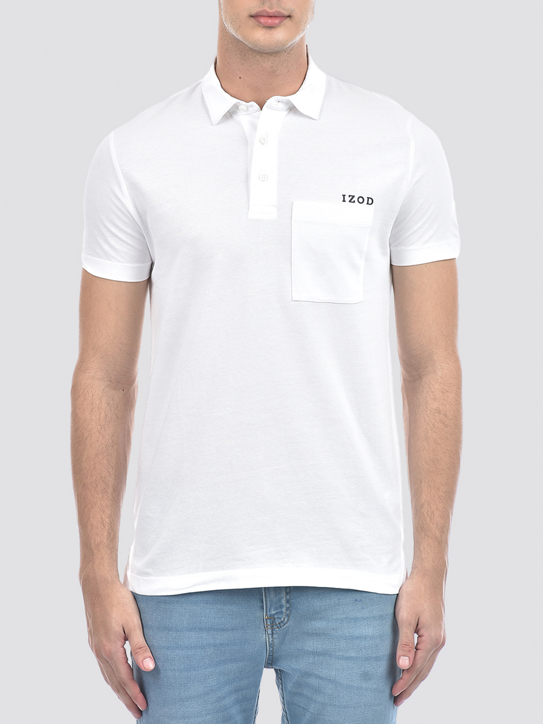 Izod Men's Solid White Polo T-Shirt