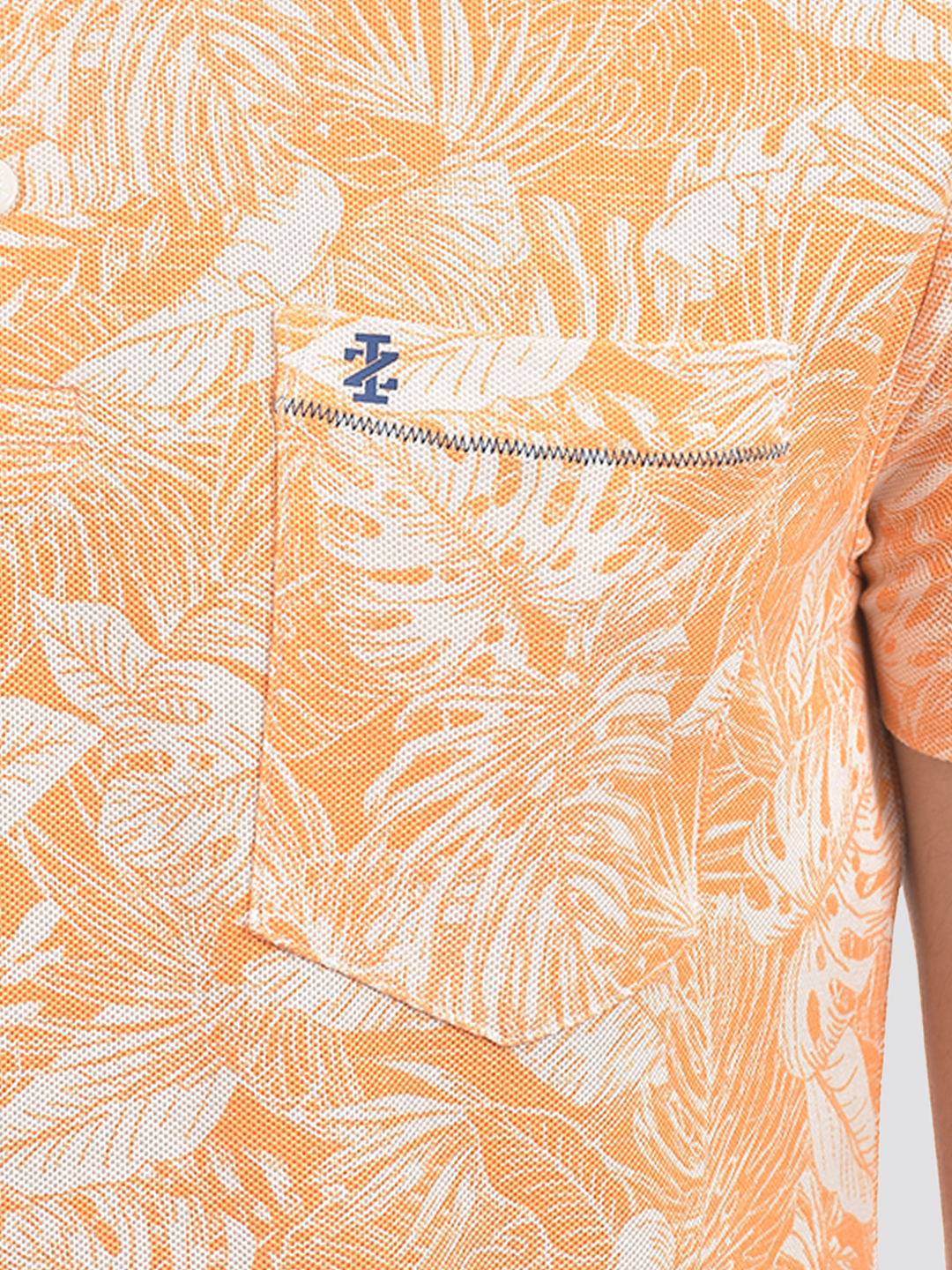 Izod Men's Tropical Print Orange Polo T-Shirt