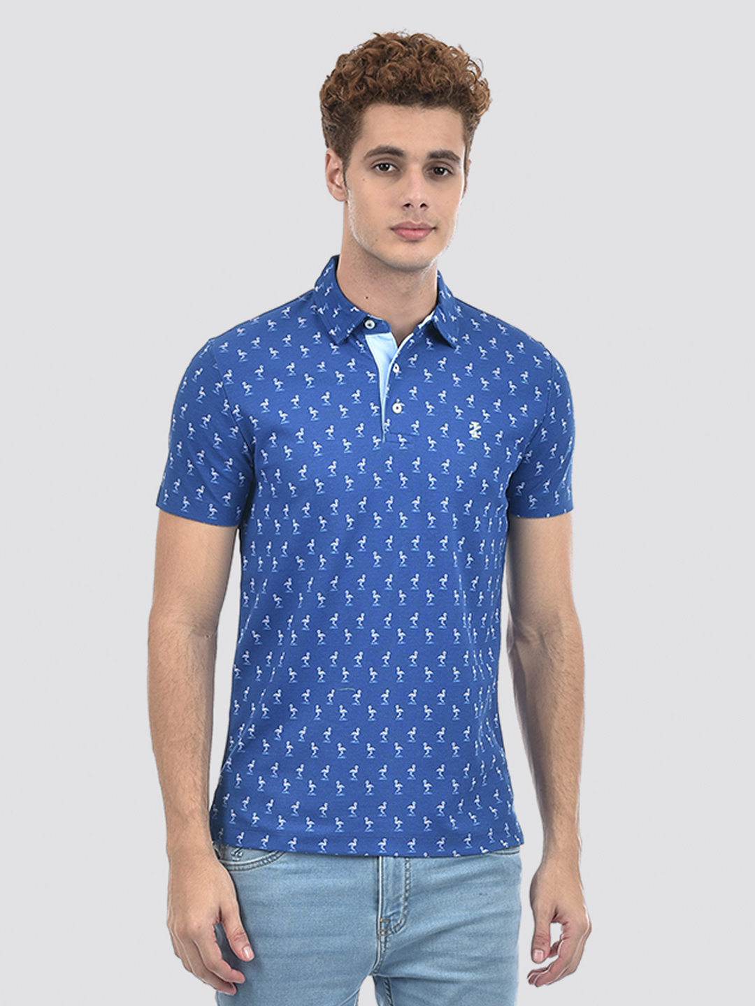 Izod Men's Printed Blue Polo T-Shirt