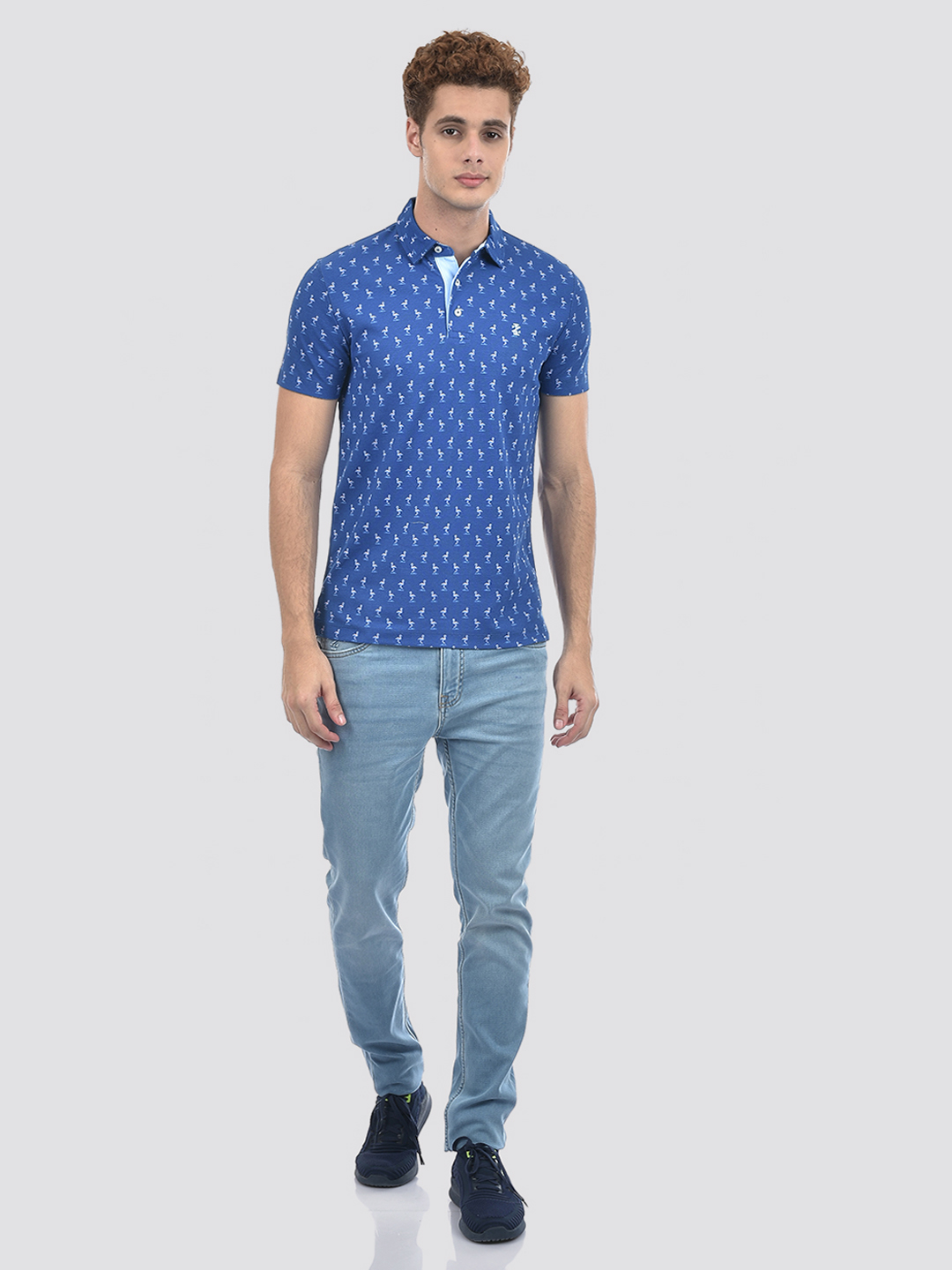 Izod Men's Printed Blue Polo T-Shirt