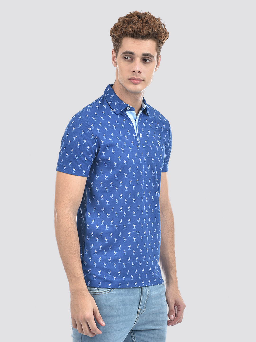 Izod Men's Printed Blue Polo T-Shirt
