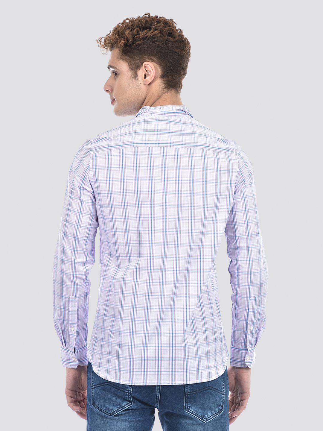 Izod Men's Full Sleeve Checkered Purple Shirt