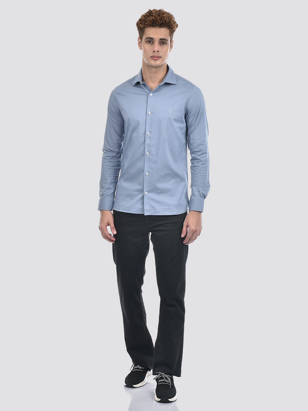 Izod Men's Full Sleeve Solid Blue Shirt