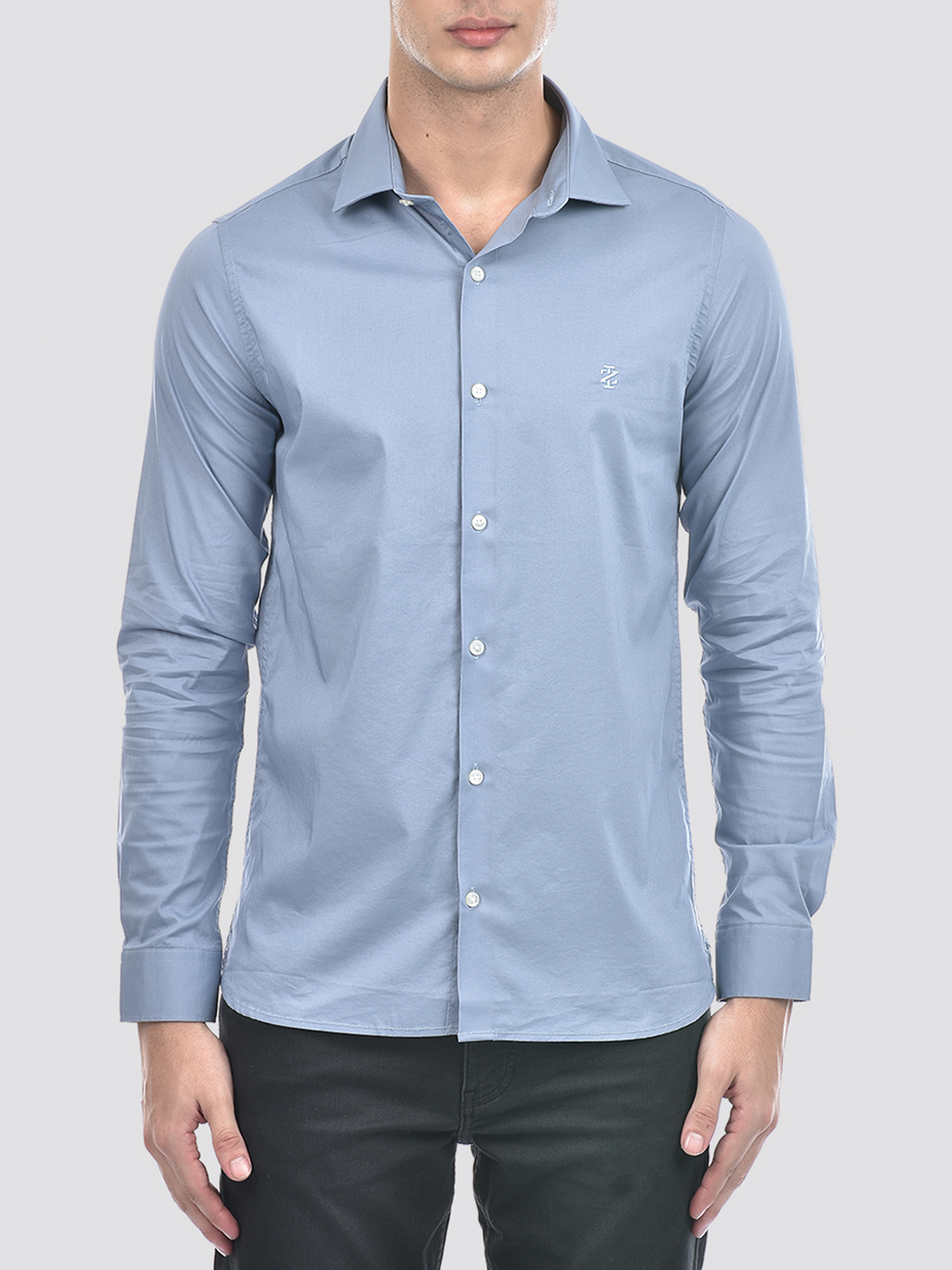 Izod Men's Full Sleeve Solid Blue Shirt