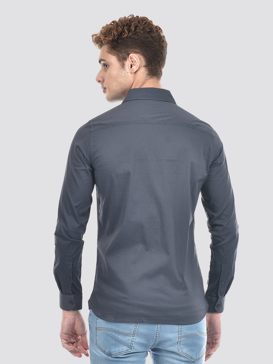 Izod Men's Full Sleeve Solid Grey Shirt