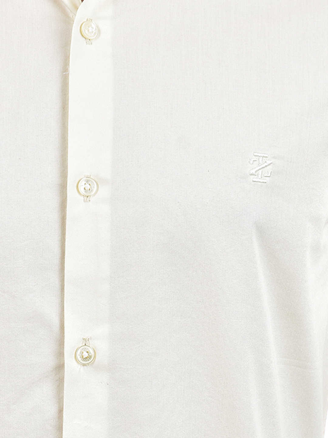 Izod Men's Full Sleeve Solid Off White Shirt