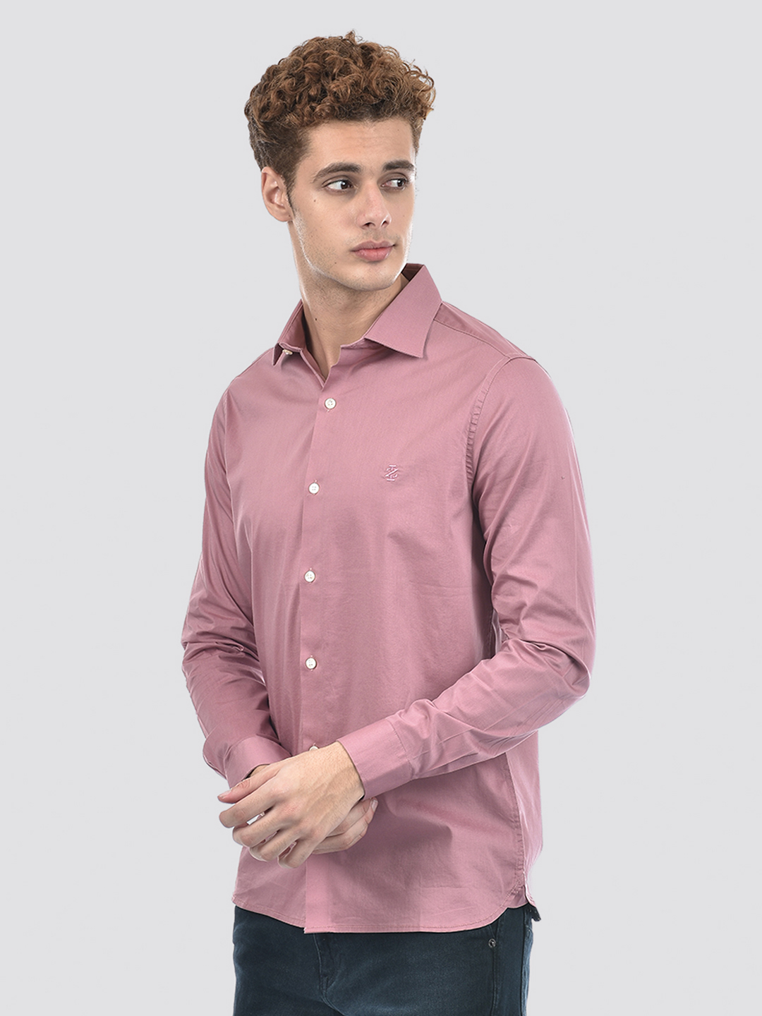 Izod Men's Full Sleeve Solid Purple Shirt