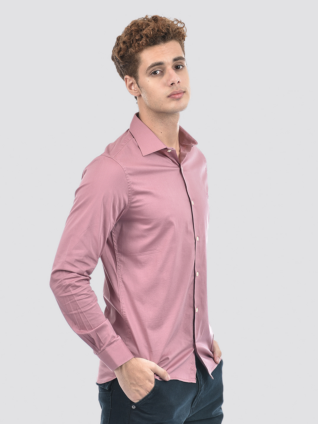 Izod Men's Full Sleeve Solid Purple Shirt