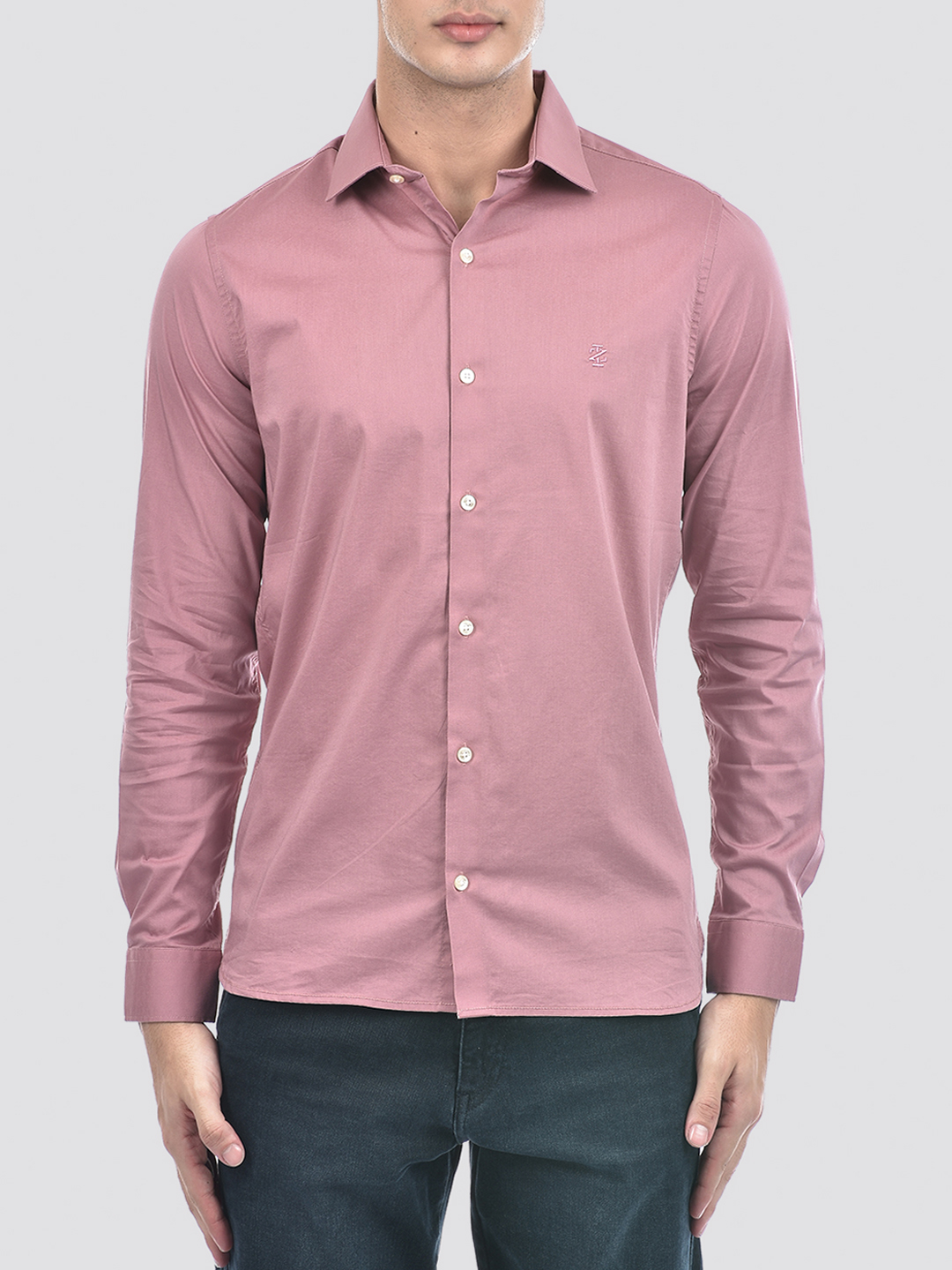 Izod Men's Full Sleeve Solid Purple Shirt