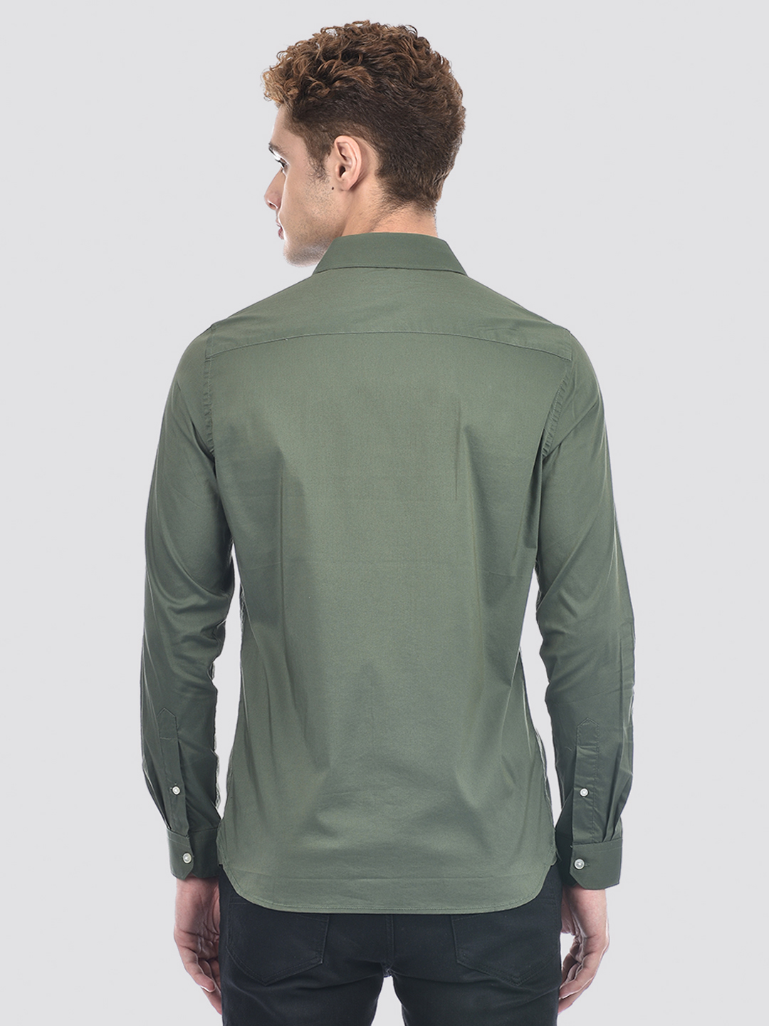 Izod Men's Full Sleeve Solid Green Shirt