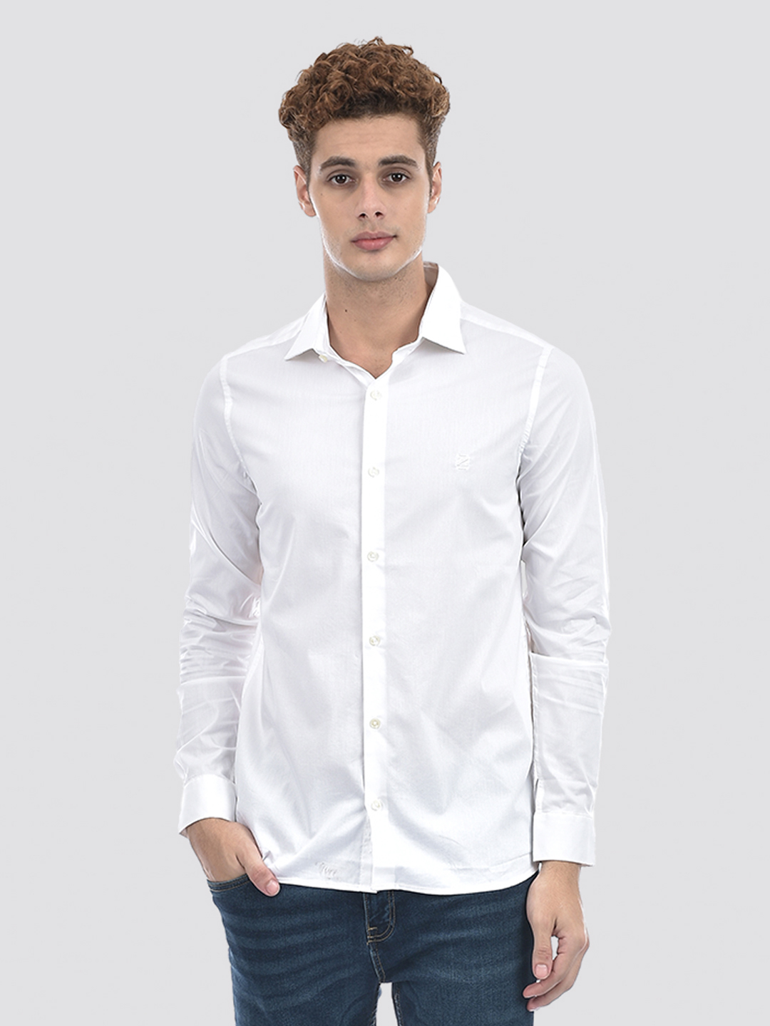 Izod Men's Full Sleeve Solid White Shirt