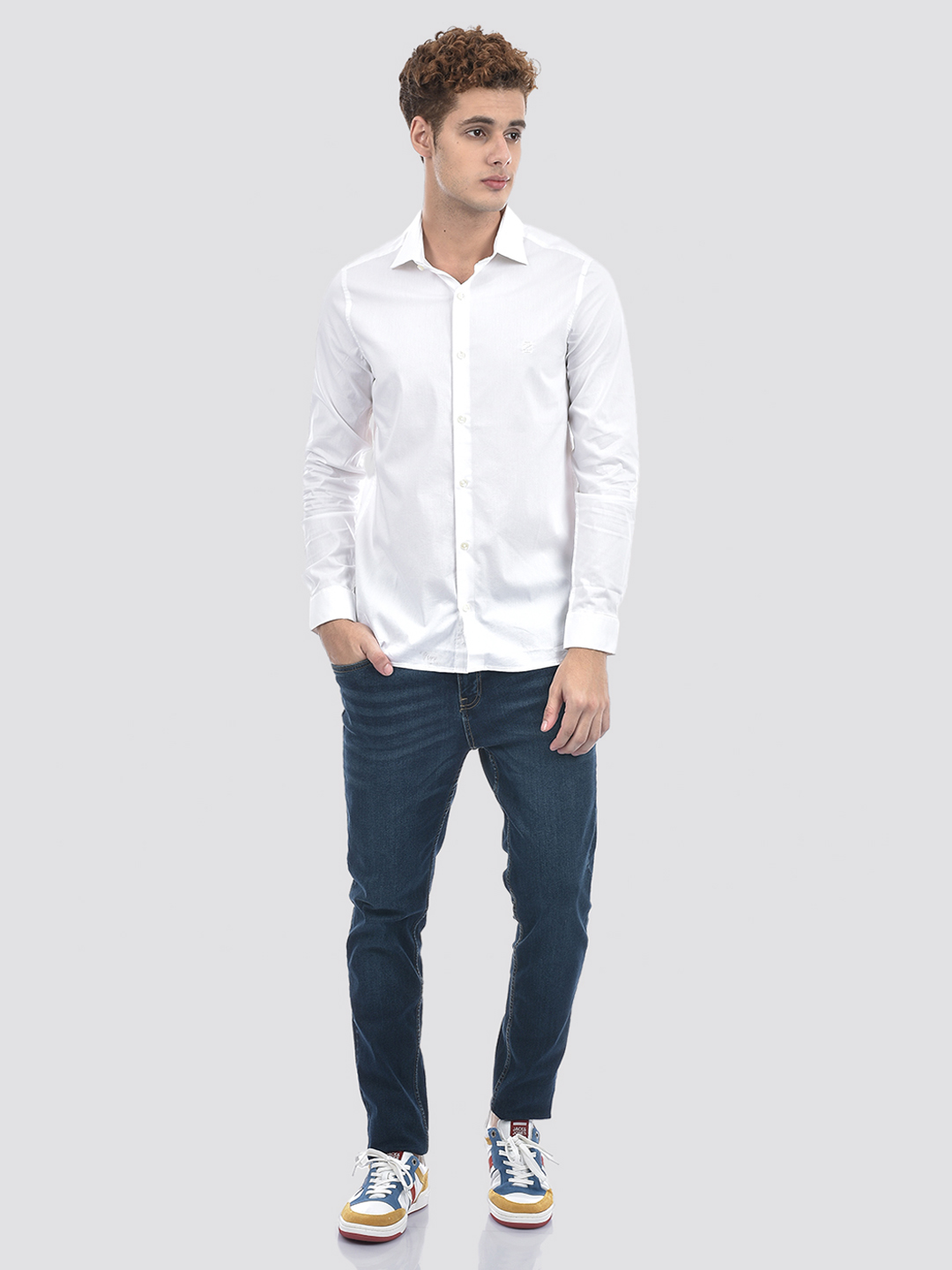 Izod Men's Full Sleeve Solid White Shirt