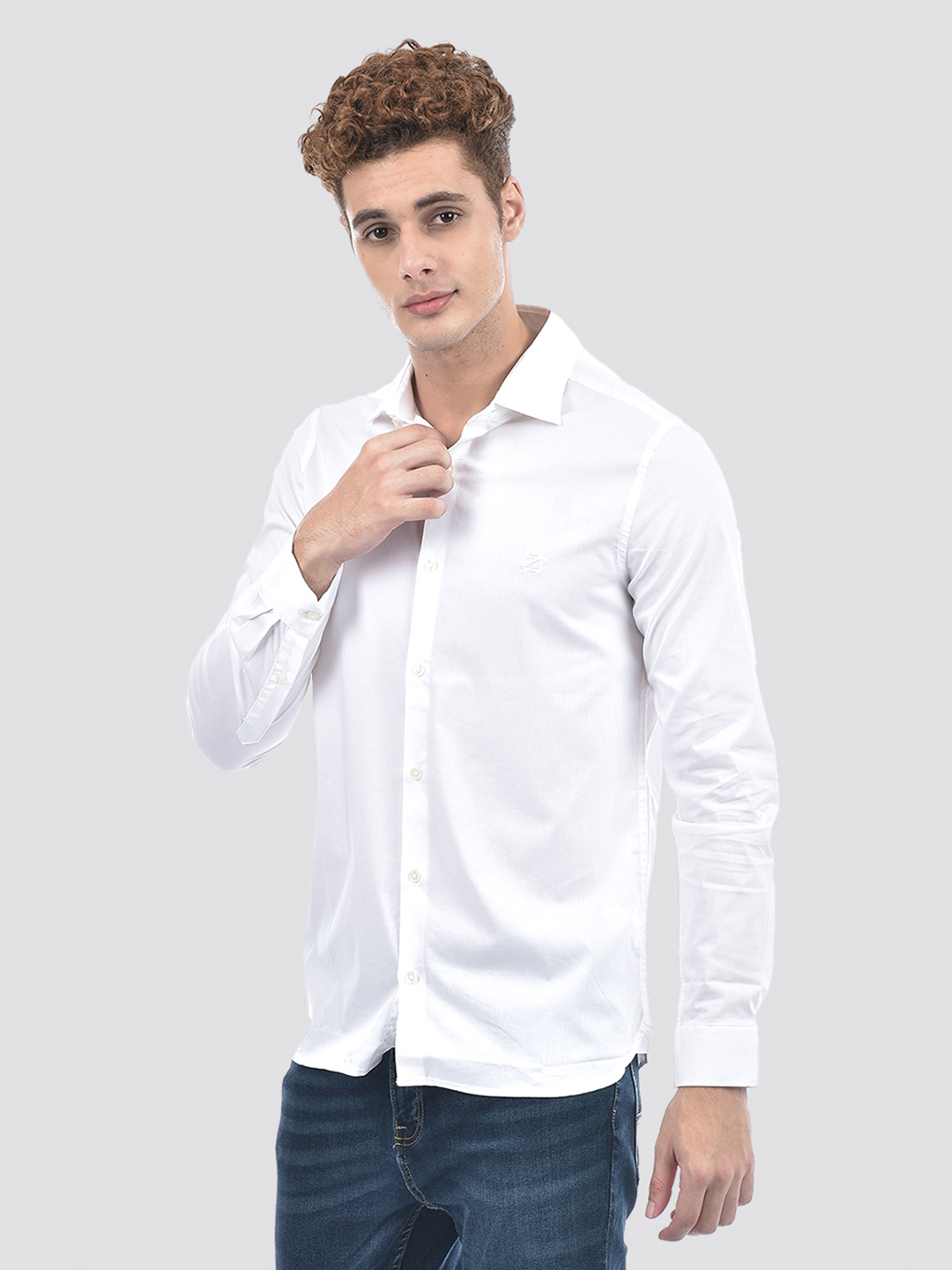 Izod Men's Full Sleeve Solid White Shirt