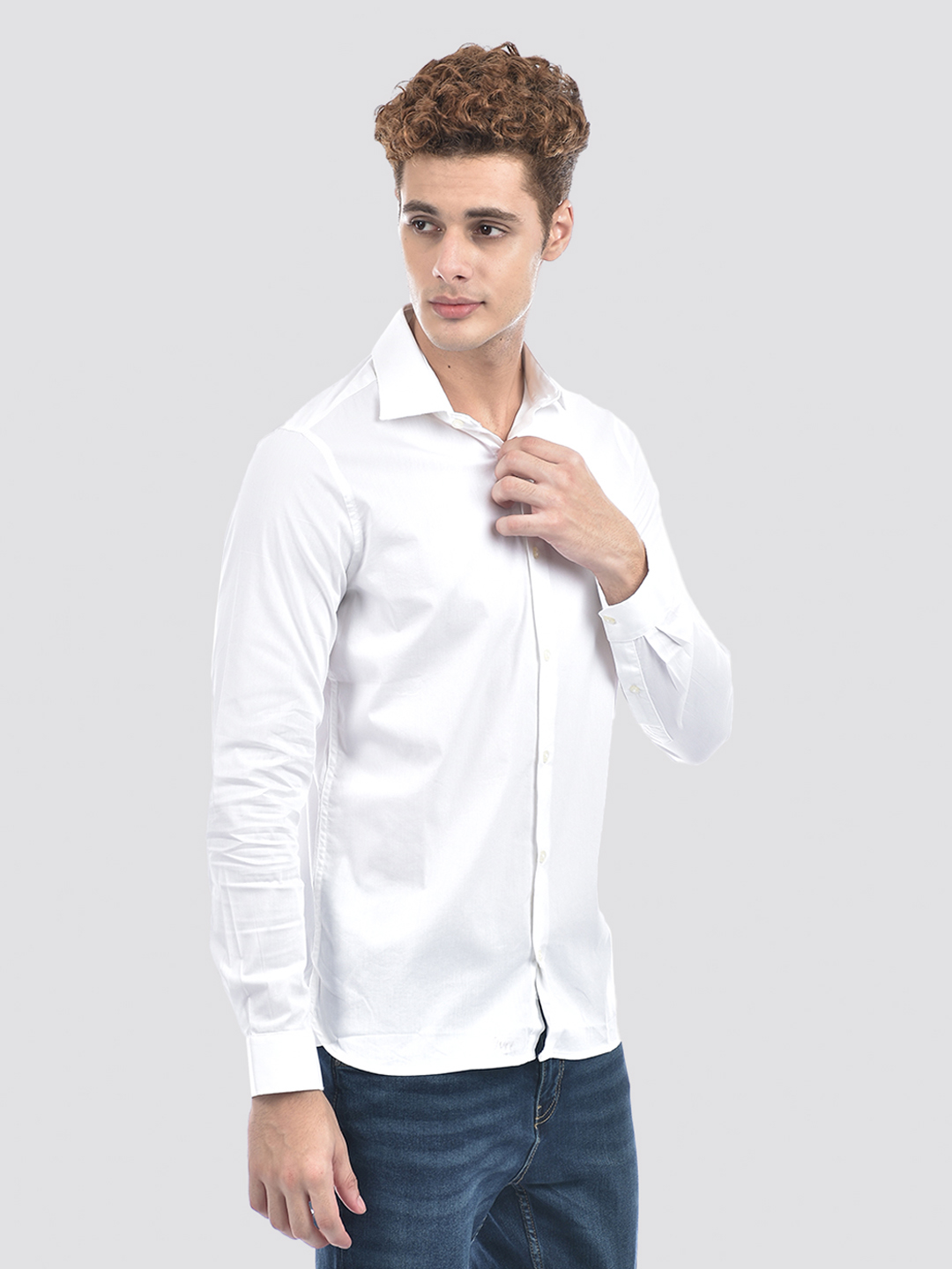 Izod Men's Full Sleeve Solid White Shirt