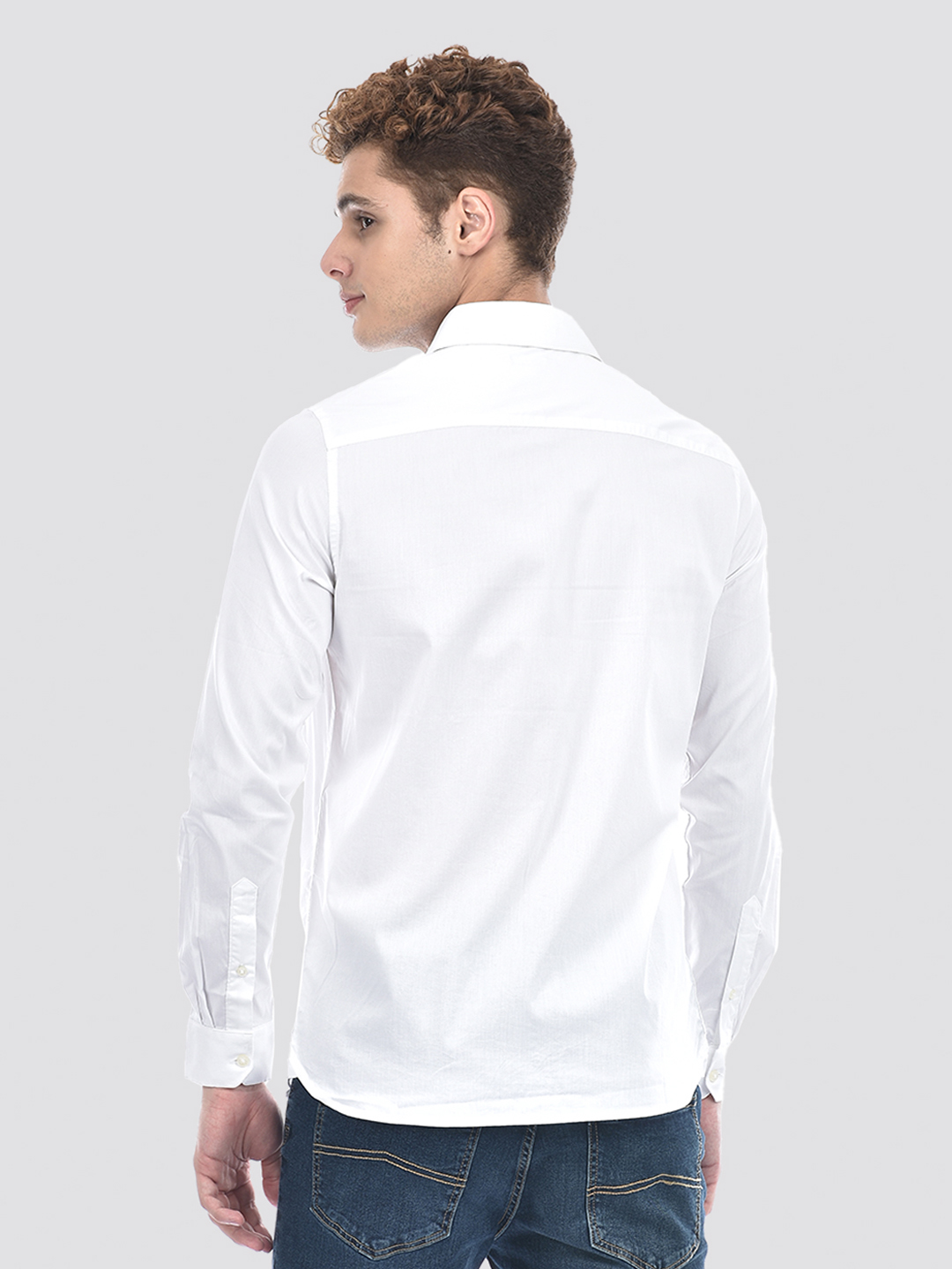 Izod Men's Full Sleeve Solid White Shirt