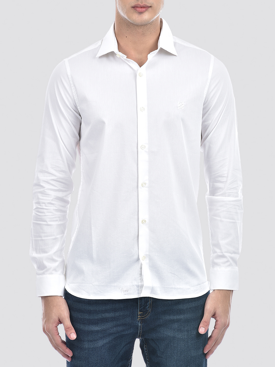 Izod Men's Full Sleeve Solid White Shirt