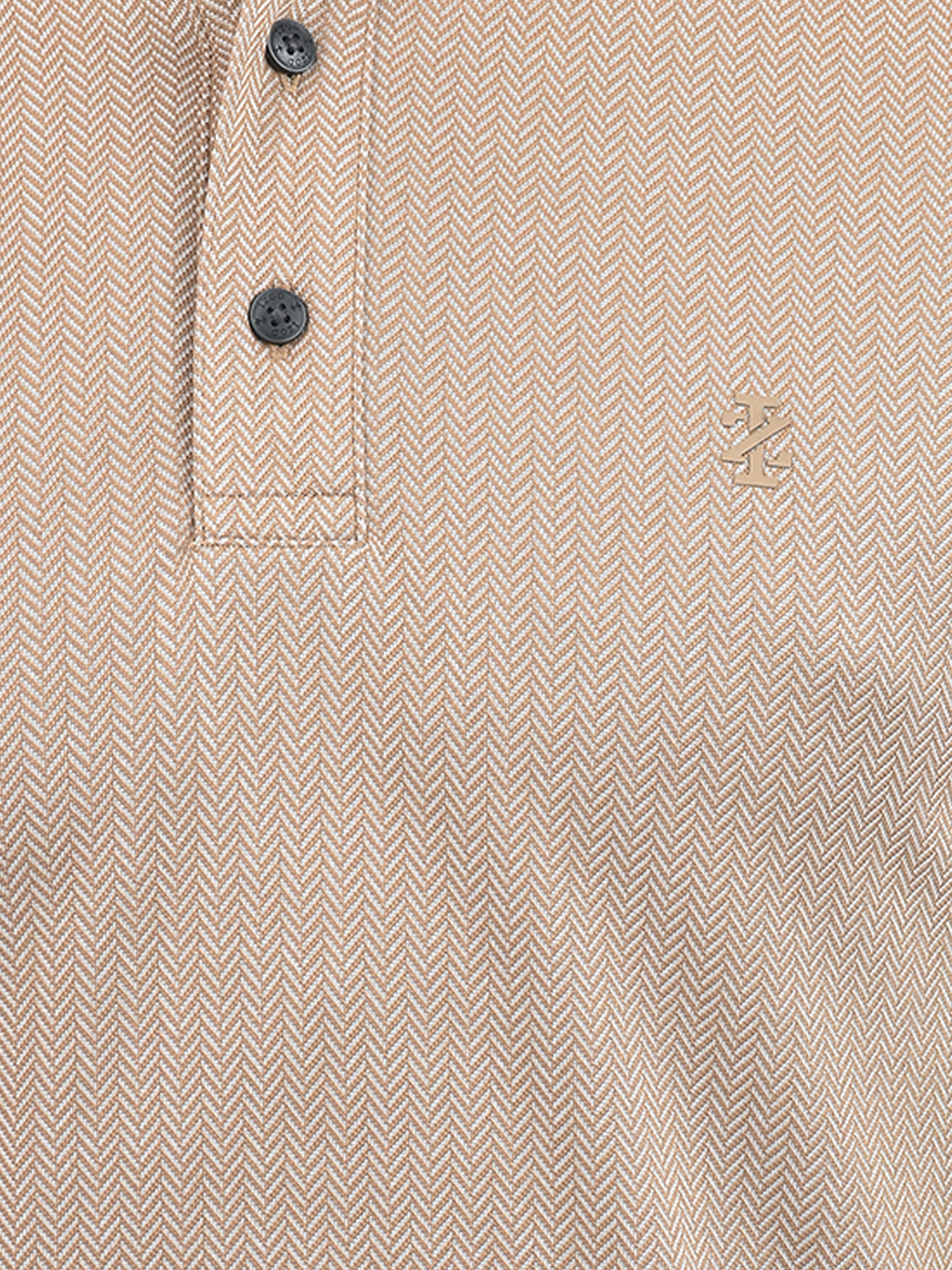 Izod Men's Half Sleeve Self Design Beige Polo T-Shirt