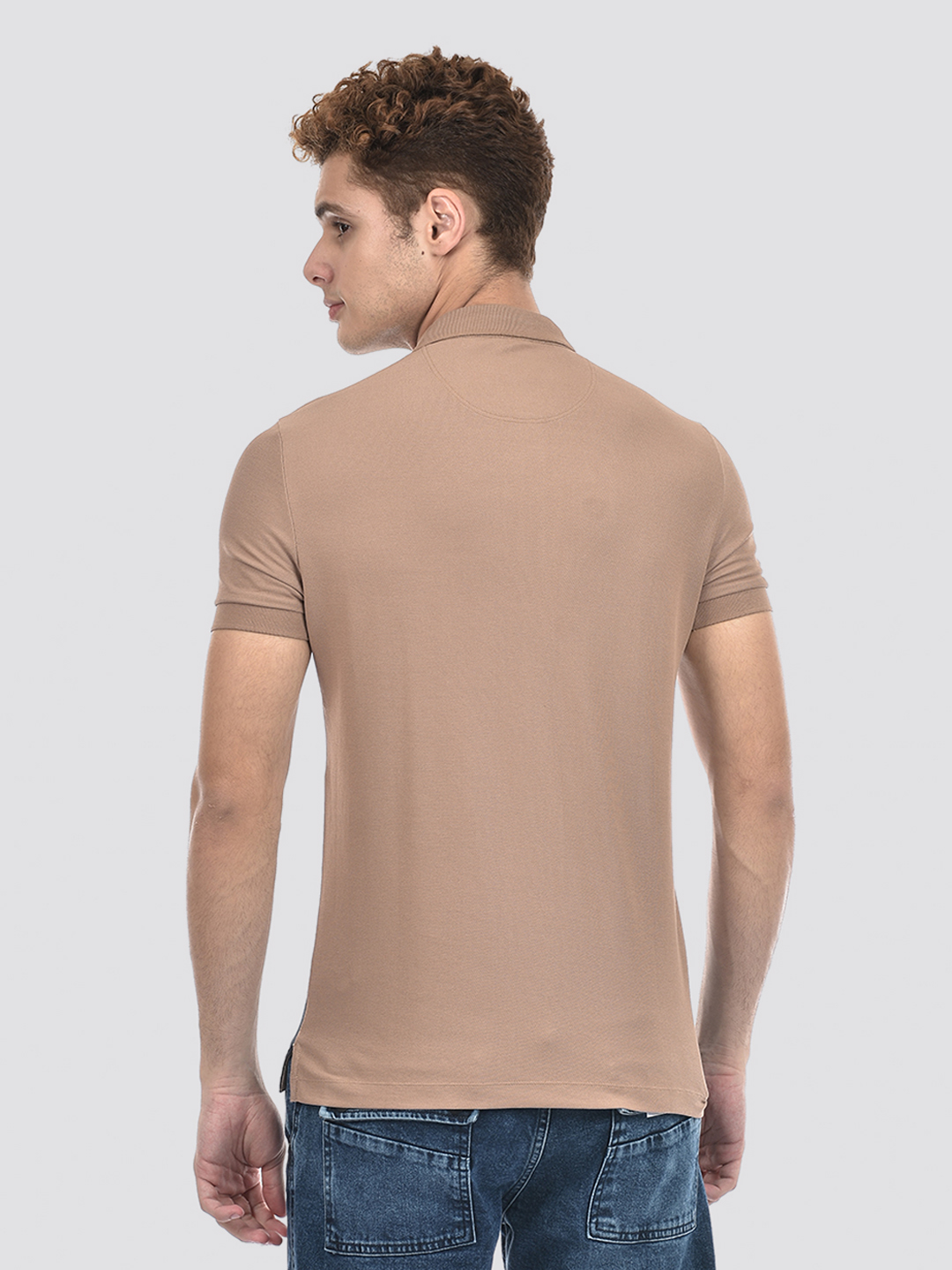 Izod Men's Half Sleeve Color Block Brown Polo T-Shirt