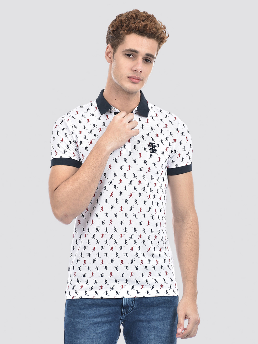 Izod Men's Half Sleeve Printed White Polo T-Shirt